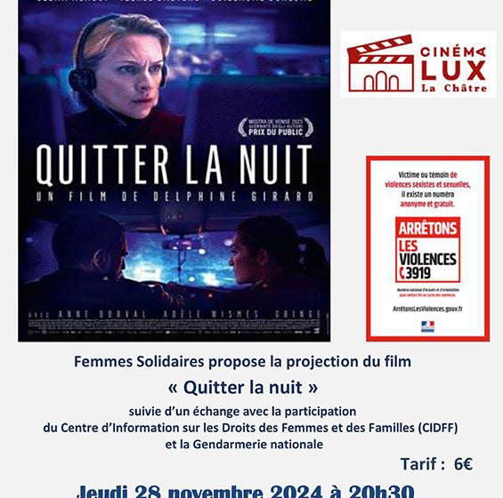 Ciné débat autour du film « Quitter la nuit » – Journée lutte contre les violences faites aux femmes